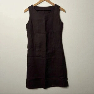 Noolan Linen Sleeveless Sheath Dress Brown XS